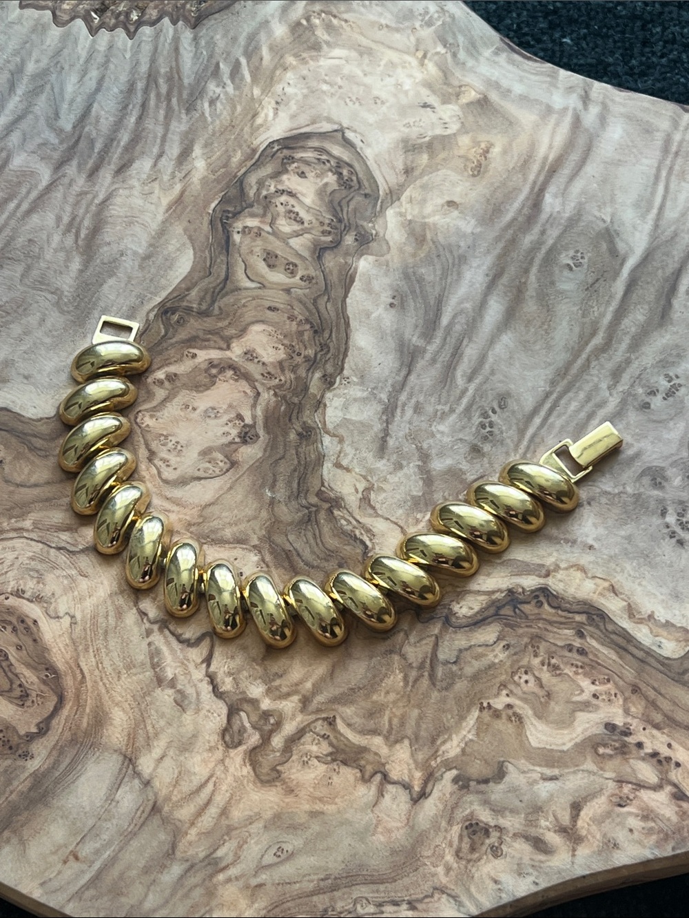 Vintage Napier Polished Gold-Tone Bulb Link Bracelet
